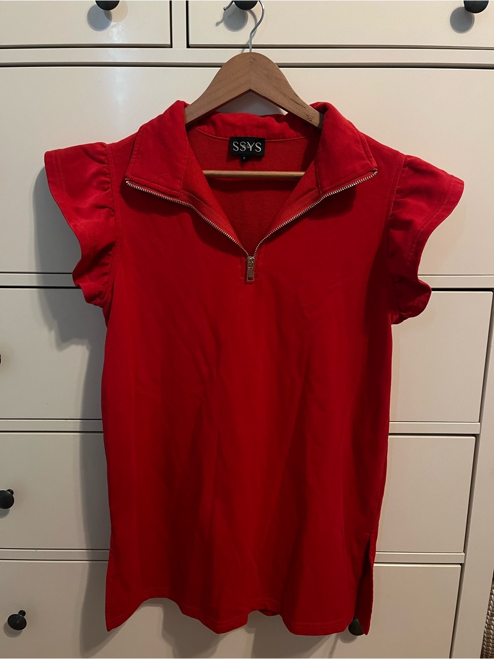 SSYS Half Zip Flutter Sleeve Top